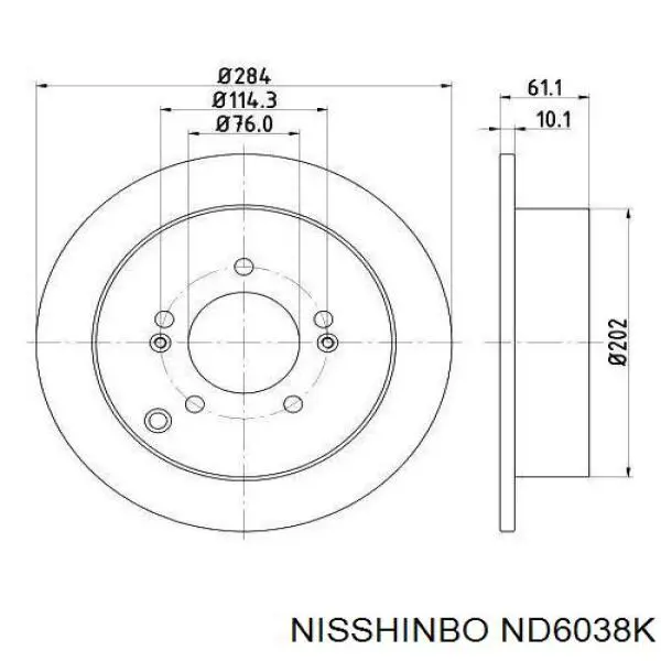 Купити ND6038K Nisshinbo Диск заднього гальма