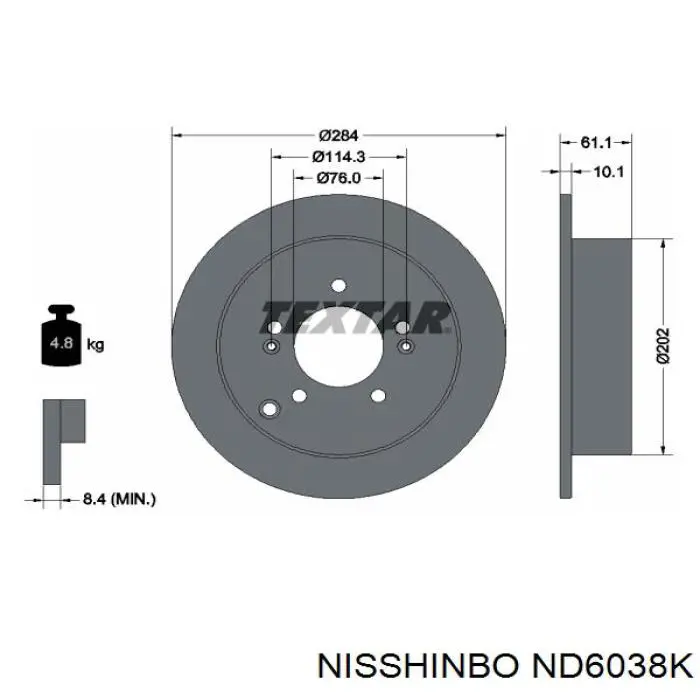 Задні дискові гальма Nisshinbo ND6038K ціна, від 30.65 USD
