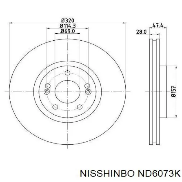 Диск гальмівний передній ND6073K Nisshinbo