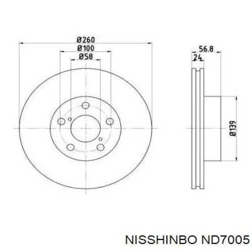ND7005 Nisshinbo диск гальмівний передній
