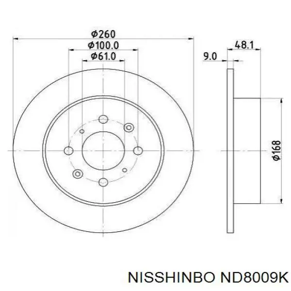 ND8009K Nisshinbo диск гальмівний задній