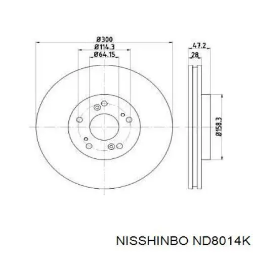ND8014K Nisshinbo диск гальмівний передній