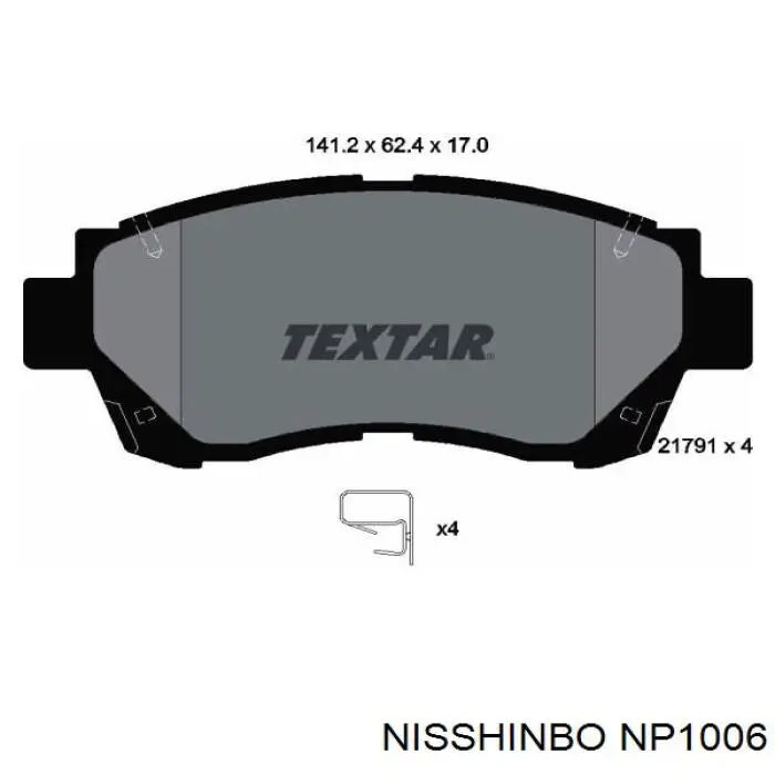 Колодки гальмівні передні, дискові NP1006 Nisshinbo