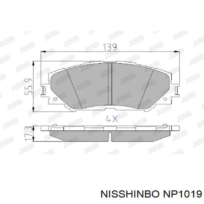 Гальмівні колодки Nisshinbo NP1019 ціна, від 21.14 USD