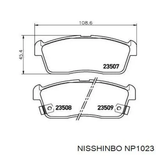 NP1023 Nisshinbo колодки гальмівні передні, дискові