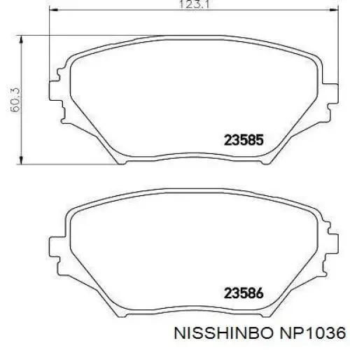 Купити NP1036 Nisshinbo Колодки гальмівні передні, дискові