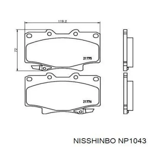 Колодки гальмівні передні, дискові NP1043 Nisshinbo