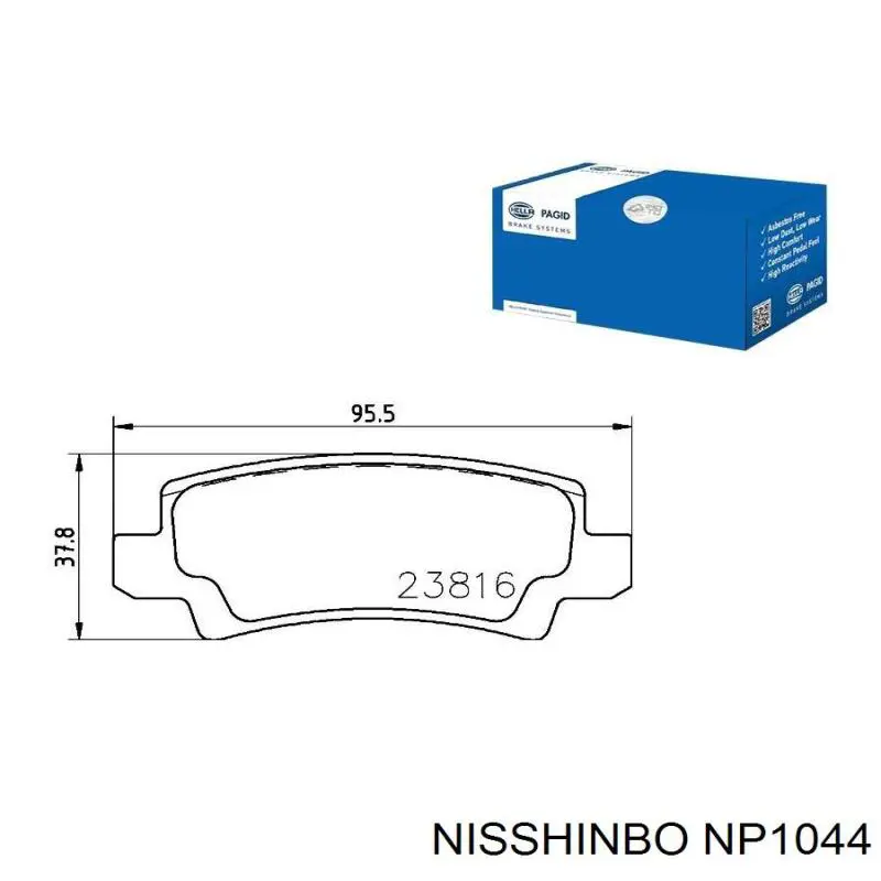 Задні гальмівні колодки Nisshinbo NP1044 ціна, від 17.20 USD