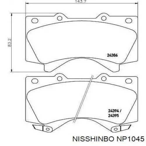 Купити NP1045 Nisshinbo Колодки гальмівні передні, дискові