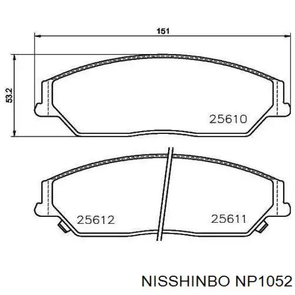 Гальмівні колодки Nisshinbo NP1052 ціна, від 29.62 USD