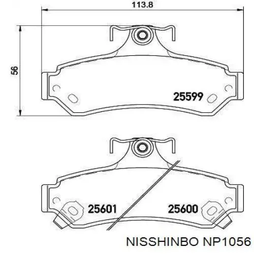 Задні гальмівні колодки Nisshinbo NP1056 ціна, від 24.75 USD