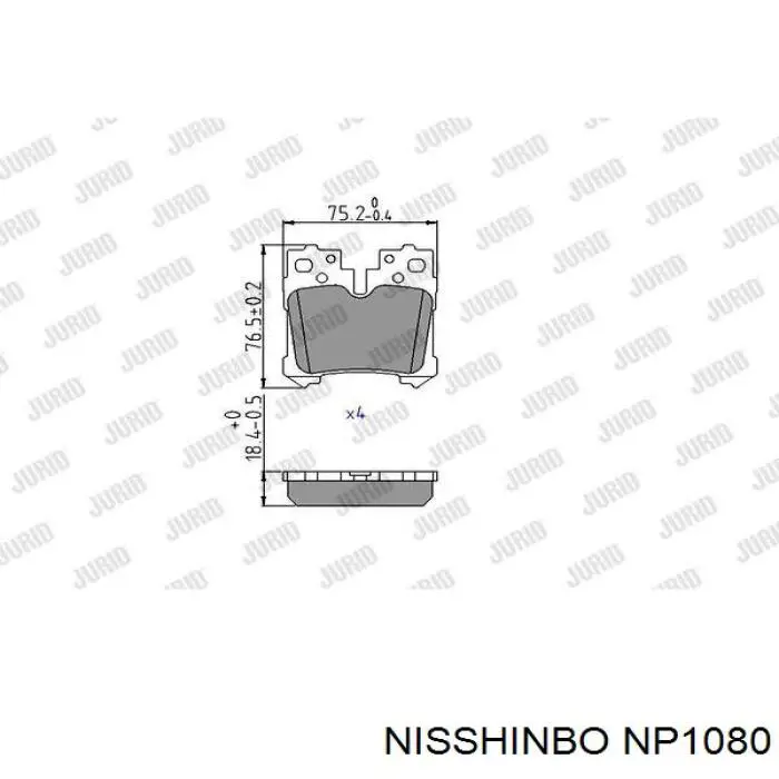 Задні гальмівні колодки Nisshinbo NP1080 ціна, від 31.78 USD