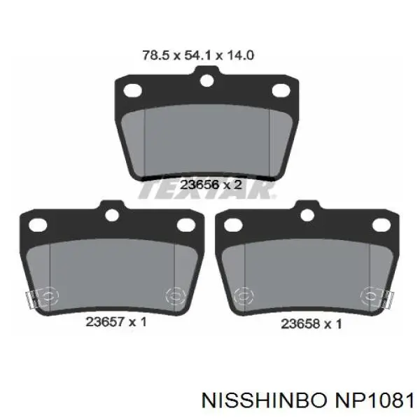 Колодки гальмові задні, дискові NP1081 Nisshinbo