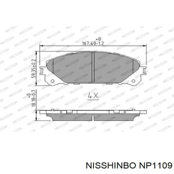 Купити NP1109 Nisshinbo Колодки гальмівні передні, дискові