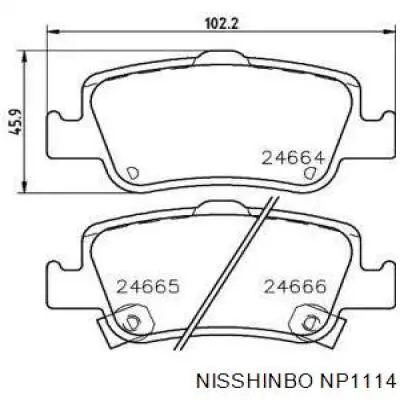 Колодки гальмові задні, дискові NP1114 Nisshinbo