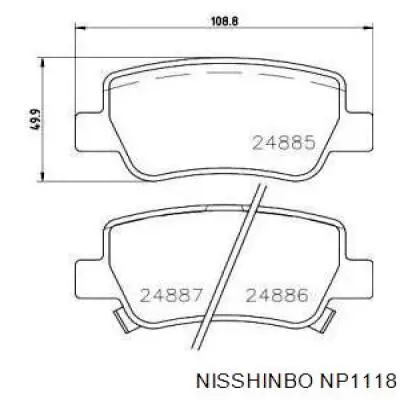 NP1118 Nisshinbo колодки гальмові задні, дискові