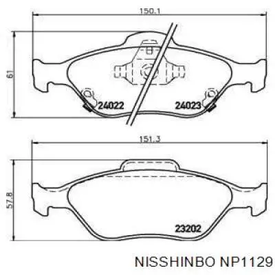 NP1129 Nisshinbo колодки гальмівні передні, дискові