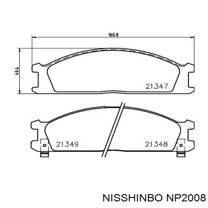Гальмівні колодки Nisshinbo NP2008 ціна, від 27.59 USD
