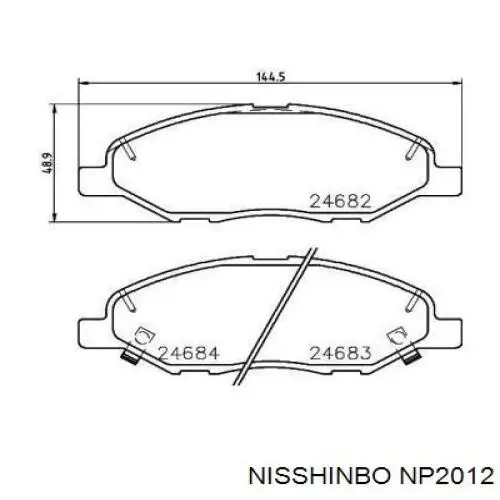 Колодки гальмівні передні, дискові NP2012 Nisshinbo