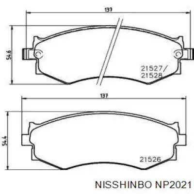 NP2021 Nisshinbo колодки гальмівні передні, дискові