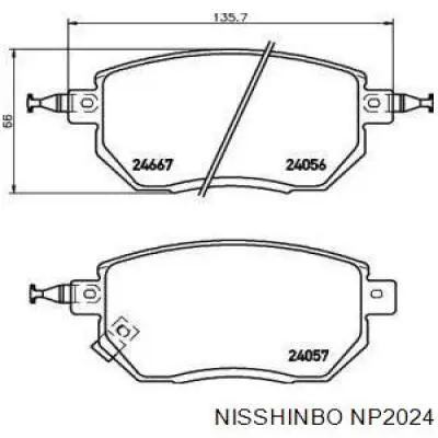 NP2024 Nisshinbo колодки гальмівні передні, дискові