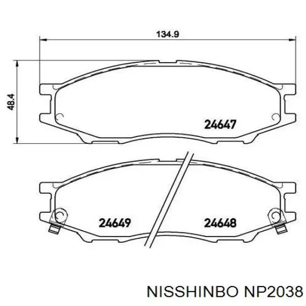 NP2038 Nisshinbo колодки гальмівні передні, дискові