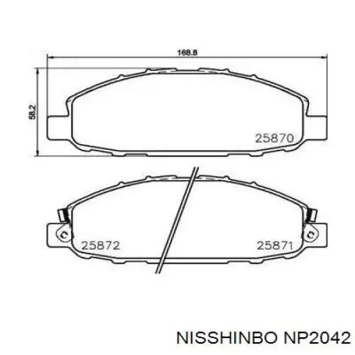 Колодки гальмівні передні, дискові NP2042 Nisshinbo