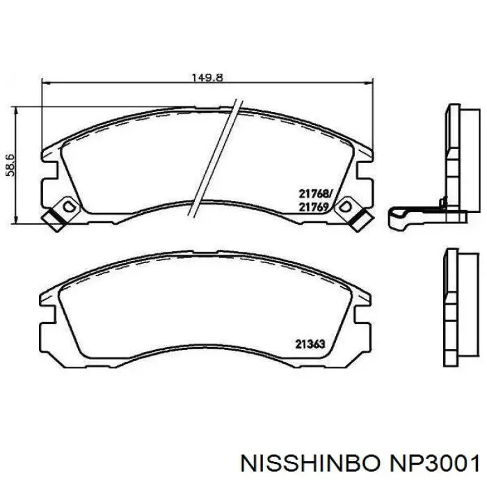 Купити NP3001 Nisshinbo Колодки гальмівні передні, дискові