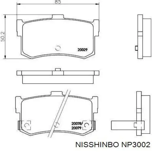 Задні гальмівні колодки NP3002 Nisshinbo