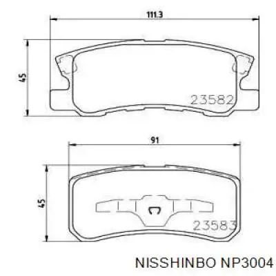 Колодки гальмові задні, дискові NP3004 Nisshinbo