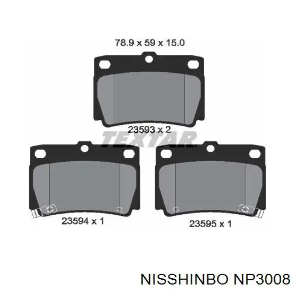 Колодки гальмові задні, дискові NP3008 Nisshinbo