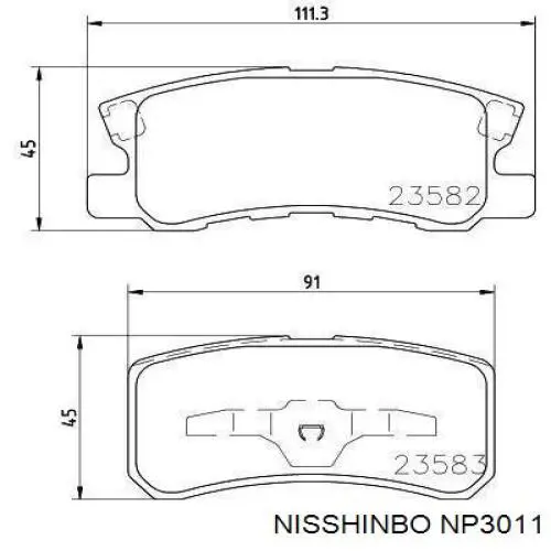 Задні гальмівні колодки Nisshinbo NP3011 ціна, від 18.78 USD
