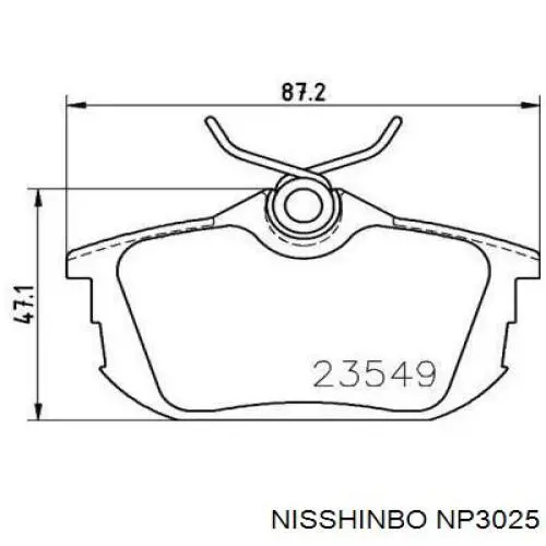 NP3025 Nisshinbo колодки гальмові задні, дискові