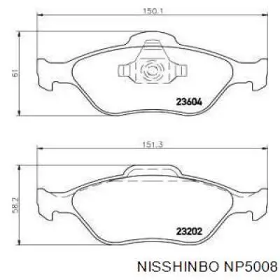 NP5008 Nisshinbo колодки гальмівні передні, дискові