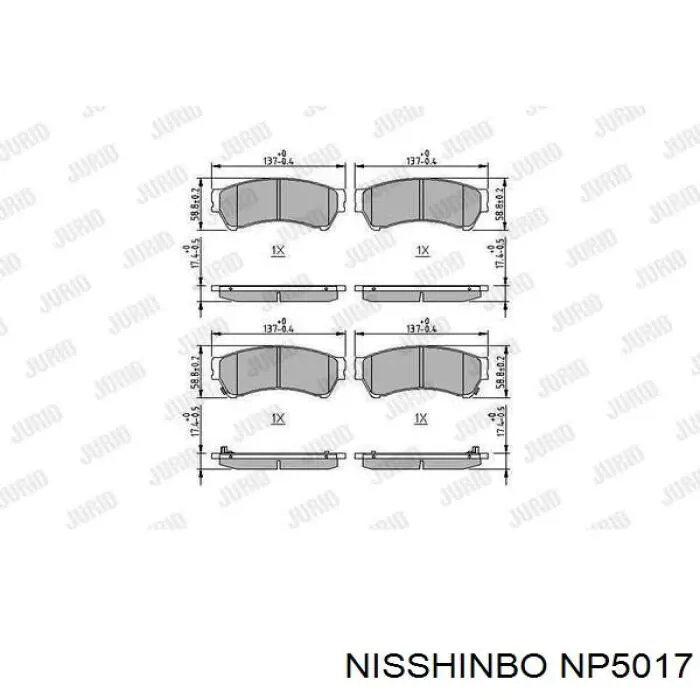 NP5017 Nisshinbo Передні гальмівні колодки