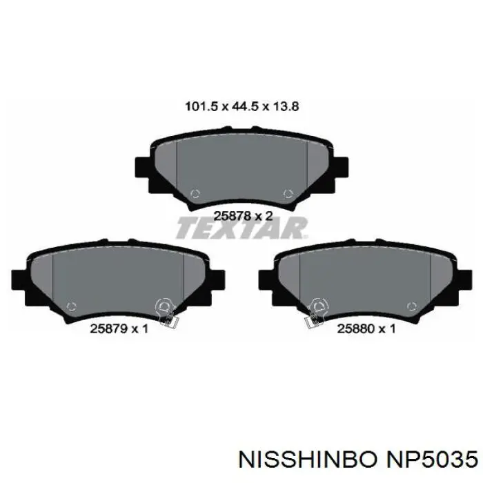 NP5035 Nisshinbo Колодки гальмівні задні, дискові