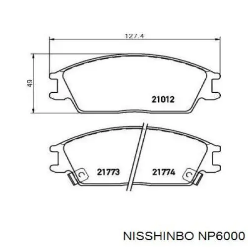 NP6000 Nisshinbo колодки гальмівні передні, дискові