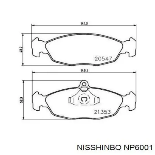NP6001 Nisshinbo колодки гальмівні передні, дискові