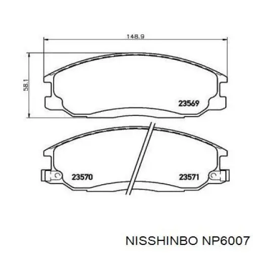 Колодки гальмівні передні, дискові NP6007 Nisshinbo