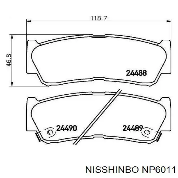 Задні гальмівні колодки Nisshinbo NP6011 ціна, від 15.47 USD