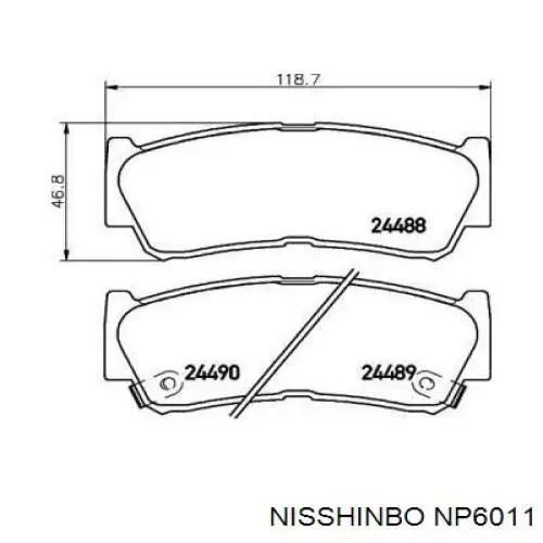 Колодки гальмові задні, дискові NP6011 Nisshinbo