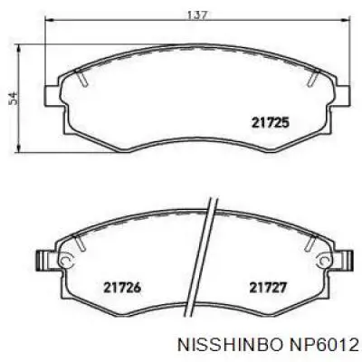 NP6012 Nisshinbo колодки гальмівні передні, дискові