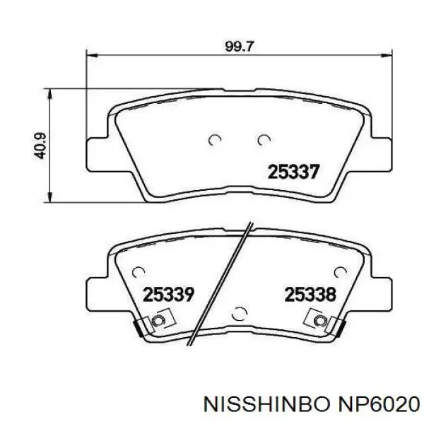 Задні гальмівні колодки Nisshinbo NP6020 ціна, від 17.47 USD
