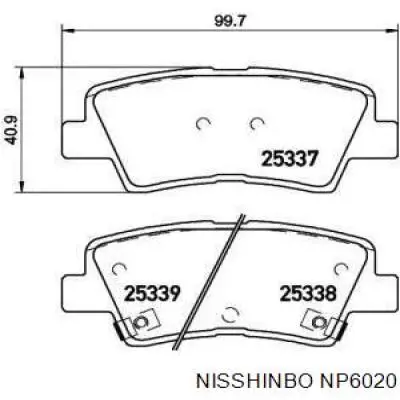 NP6020 Nisshinbo Колодки гальмівні задні, дискові