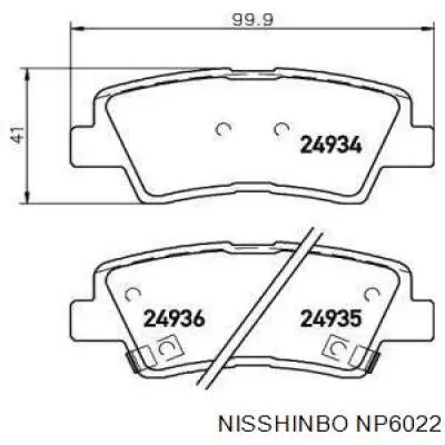 NP6022 Nisshinbo колодки гальмові задні, дискові