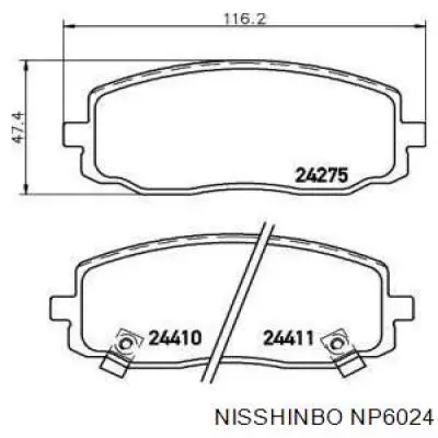 NP6024 Nisshinbo колодки гальмівні передні, дискові