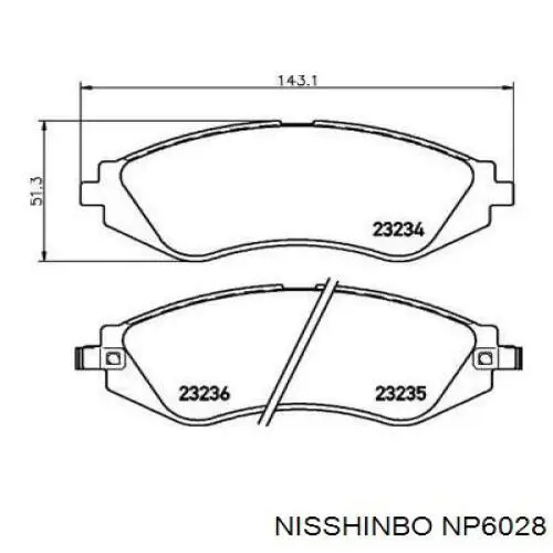 NP6028 Nisshinbo колодки гальмівні передні, дискові