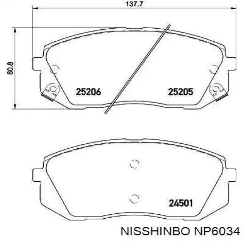 Купити NP6034 Nisshinbo Колодки гальмівні передні, дискові