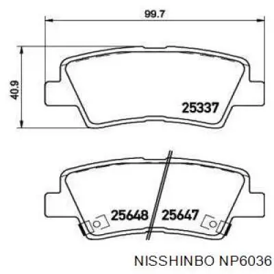 Колодки гальмові задні, дискові NP6036 Nisshinbo