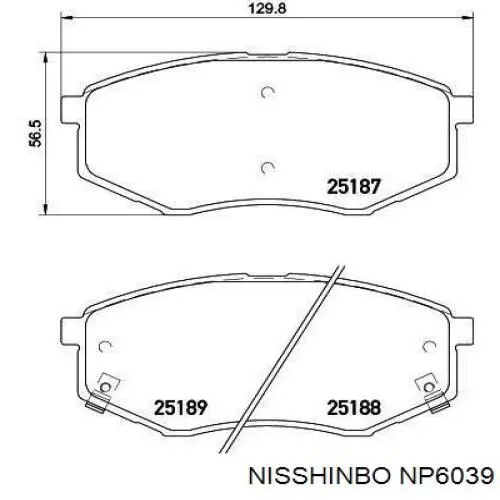 NP6039 Nisshinbo Передні гальмівні колодки